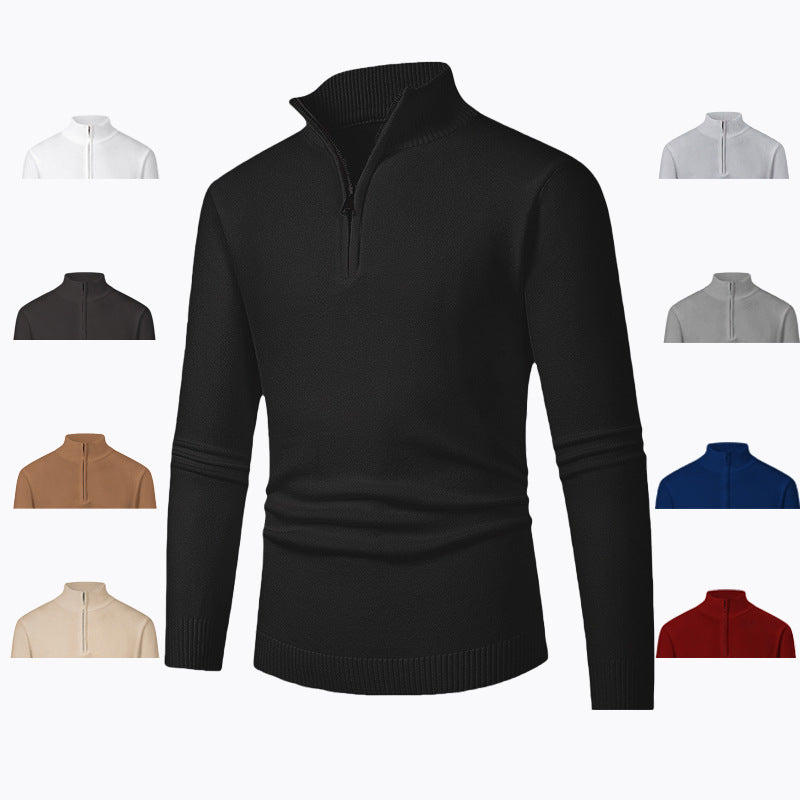 Herren Pullover mit hohem Kragen und Reißverschluss R&B