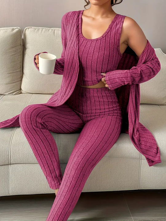 Damen komfortables Strick-Loungewear Set R&B