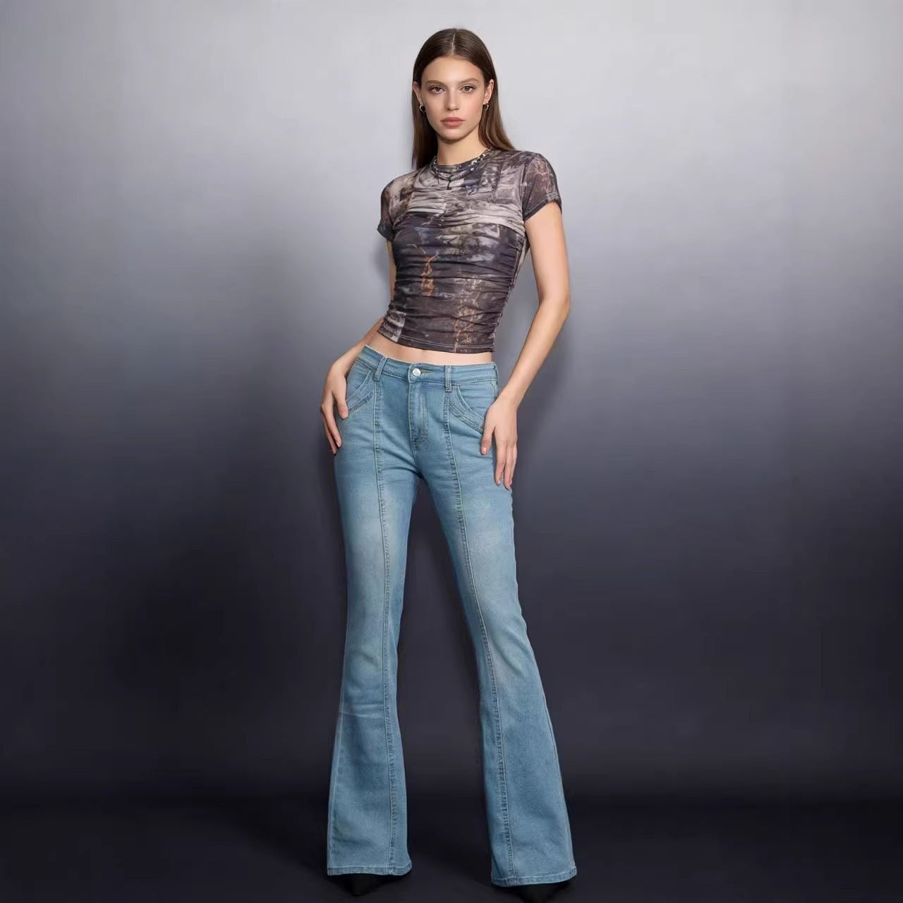 Damen Bootcut Jeans mit hohem Bund und elegantem Schnitt