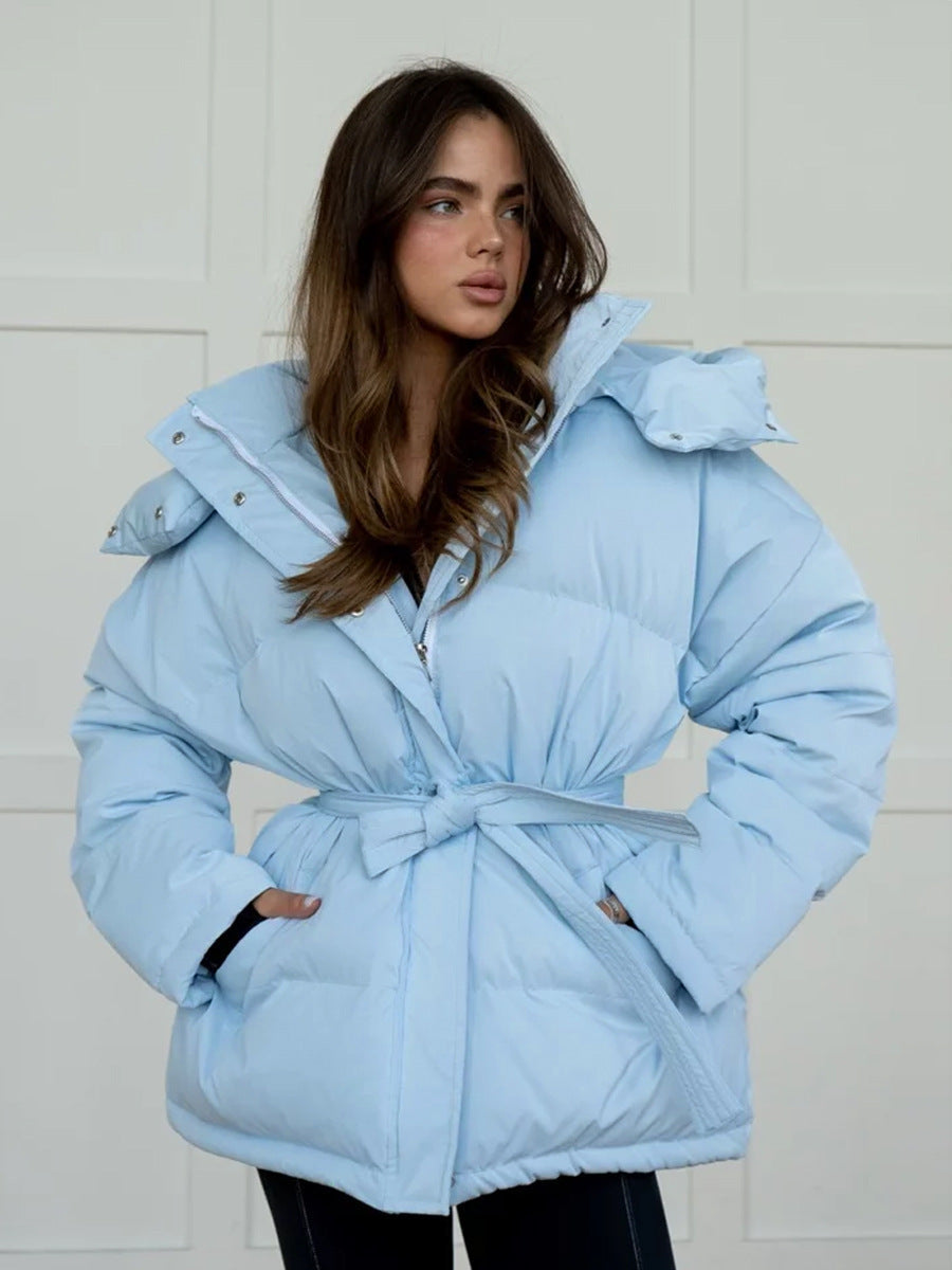 Damen Wattierte Jacke mit Kapuze und seitlichen Taschen R&B