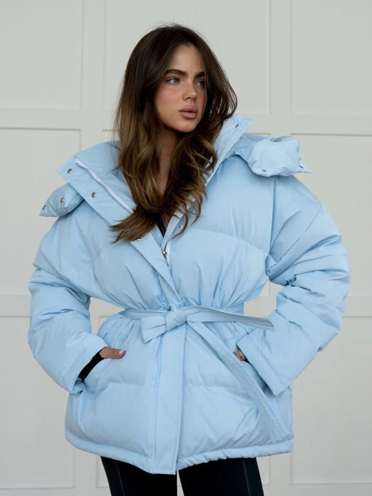 Damen Wattierte Jacke mit Kapuze und seitlichen Taschen R&B