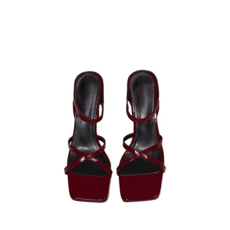 Damen elegante Slingback-Sandaletten mit geschwungenem Absatz und modischem Riemendesign R&B