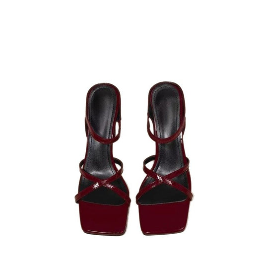 Damen elegante Slingback-Sandaletten mit geschwungenem Absatz und modischem Riemendesign R&B