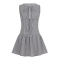 Damen sommerliches Vichy-Kleid mit verspieltem Volant und BindR&Band R&B