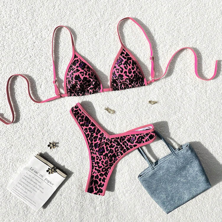 Damen Triangel-Bikini-Set mit tierischem Muster und verspieltem Design R&B