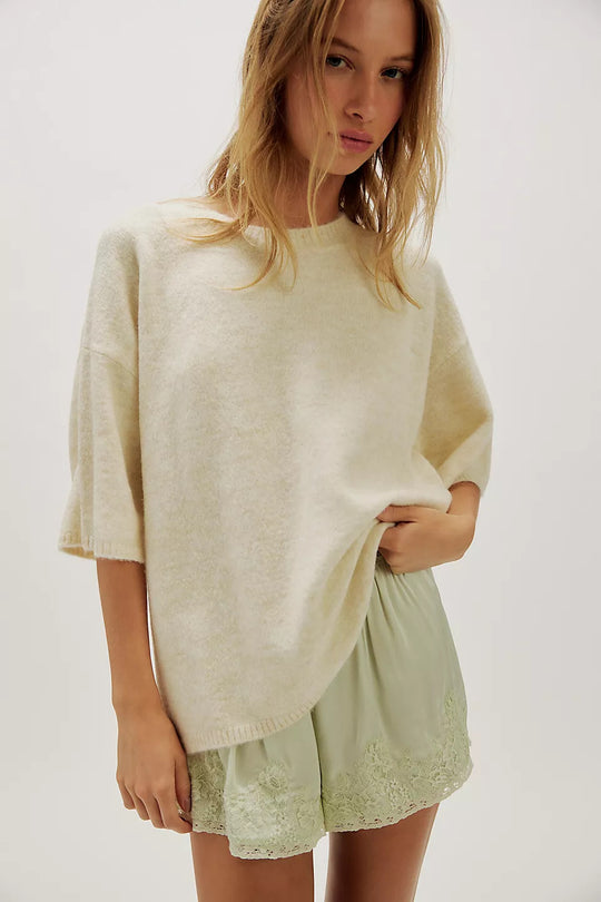 Damen Stylish halbtransparentes Sweatshirt mit Spitze und lässigem Schnitt R&B