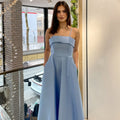Damen Abendkleid mit feinen Spaghettiträgern und fließendem Rock R&B