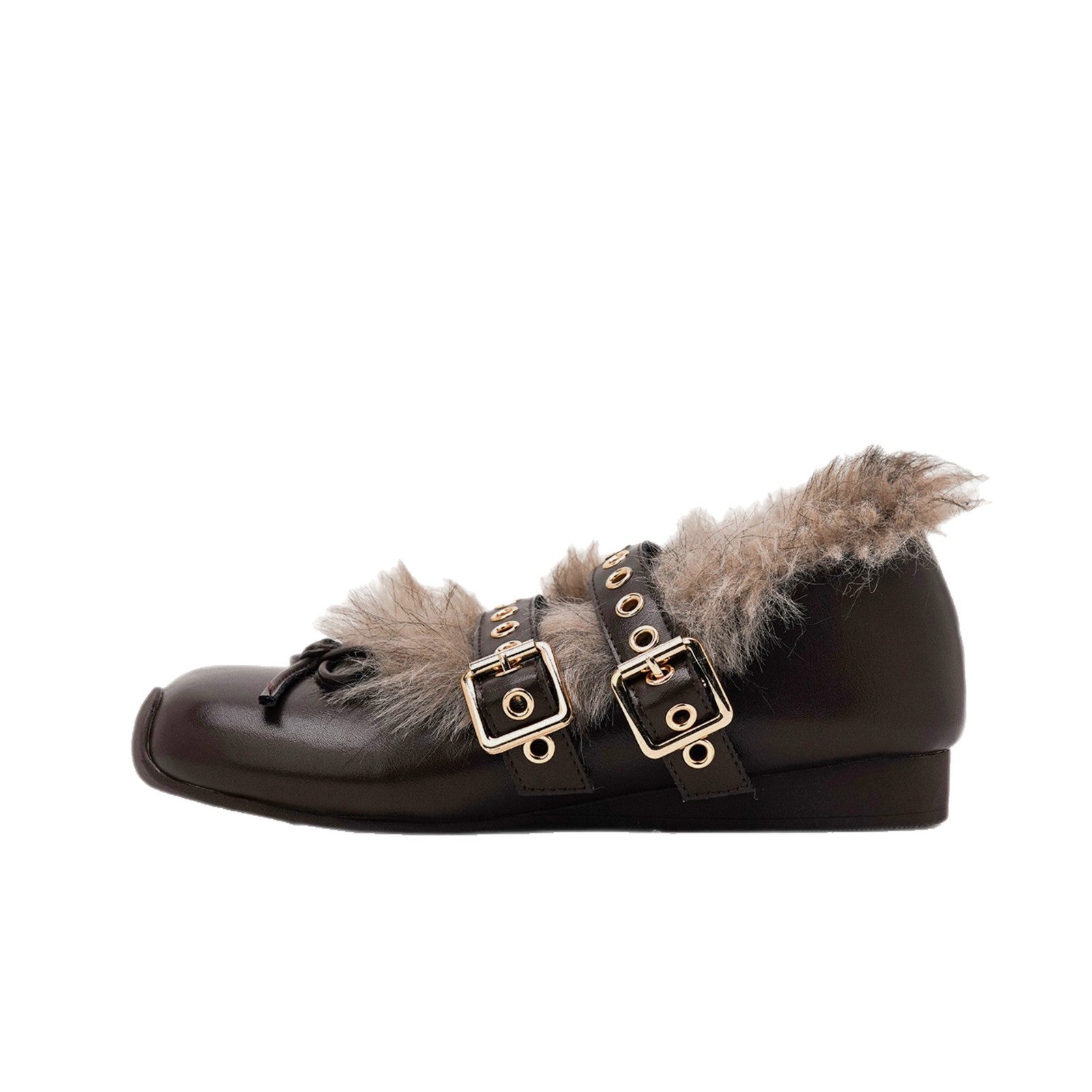 Damen Glitzernde Clogs mit flauschigem Innenfutter und modischem Schnallenverschluss R&B