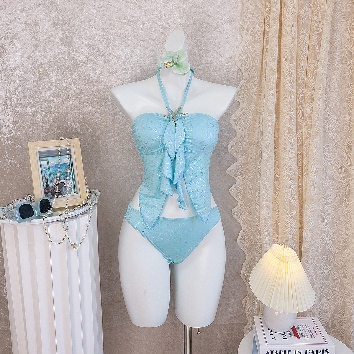 Damen Bandeau-Bikini mit Rüschen R&B