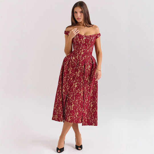 Damen Abendkleid mit raffinierten Spitzenapplikationen und elegantem Schnitt R&B