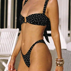 Damen Gepolsterter Bikini mit Knopfverschluss R&B