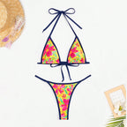 Damen Triangel-Bikini mit buntem Blumenmuster und verstellbaren Trägern R&B