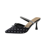 Damen Slingback-Pumps mit elegante Schleifen-Applikation und funkelndem Riemenverschluss EB