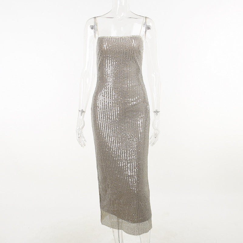 Damen elegantes Abendkleid mit schimmernden Pailletten und figurbetonter Silhouette R&B