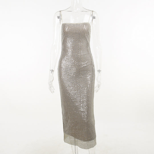 Damen elegantes Abendkleid mit schimmernden Pailletten und figurbetonter Silhouette R&B