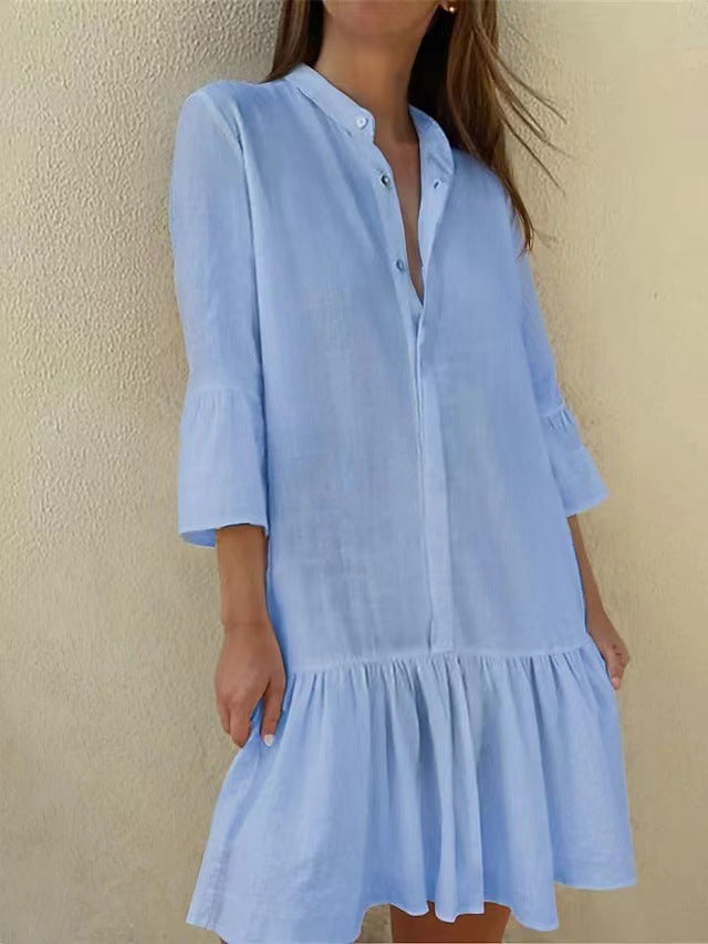 Damen Hemdkleid mit Rüschen R&B