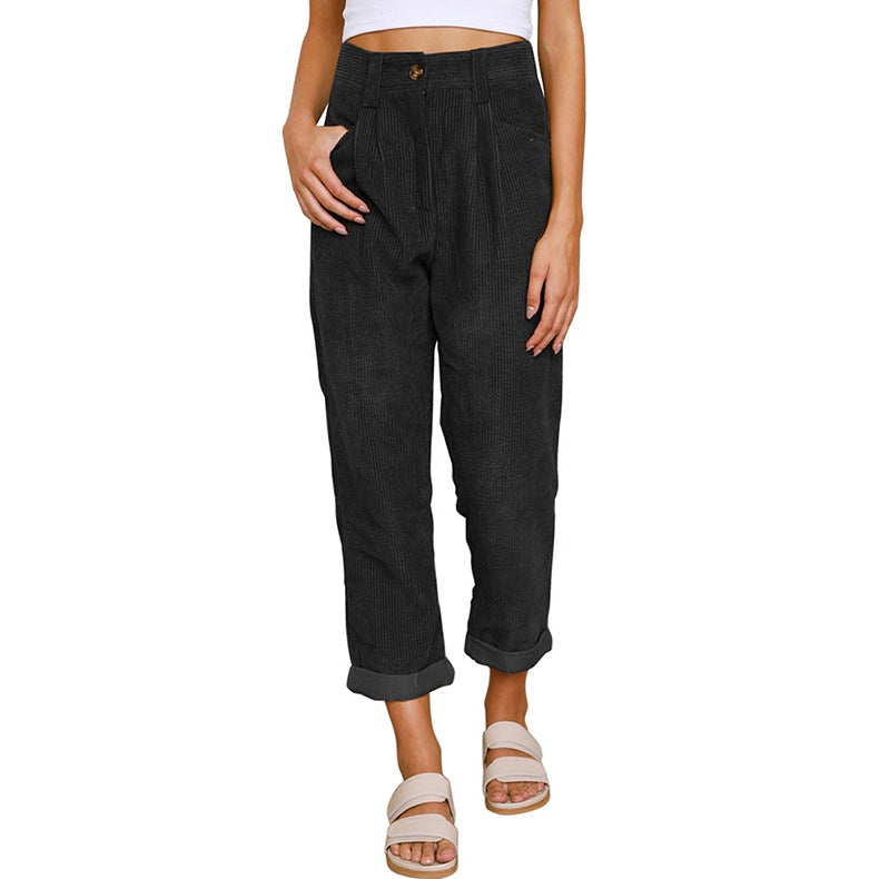 Damen High-Waist Bundfaltenhose R&B