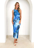 Damen Figurumspielendes Maxikleid mit modernem abstraktem Design R&B