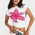 Damen Kurzarm T-Shirt mit floralem Aquarell-Motiv und figurbetontem Schnitt R&B