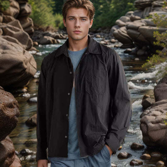 Herren vielseitige Hemdbluse mit aufgesetzter Brusttasche und schickem Kragen R&B