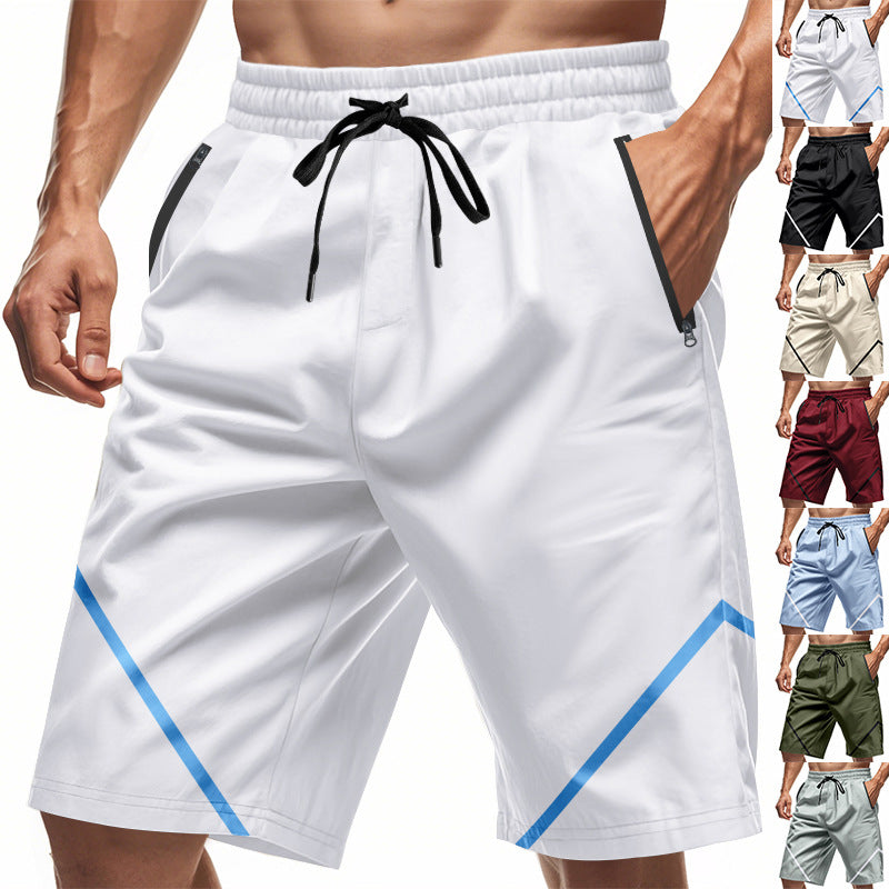 Herren nan atmungsaktive Trainingsshorts mit Reißverschlusstaschen und elastischem Tunnelzugbund R&B
