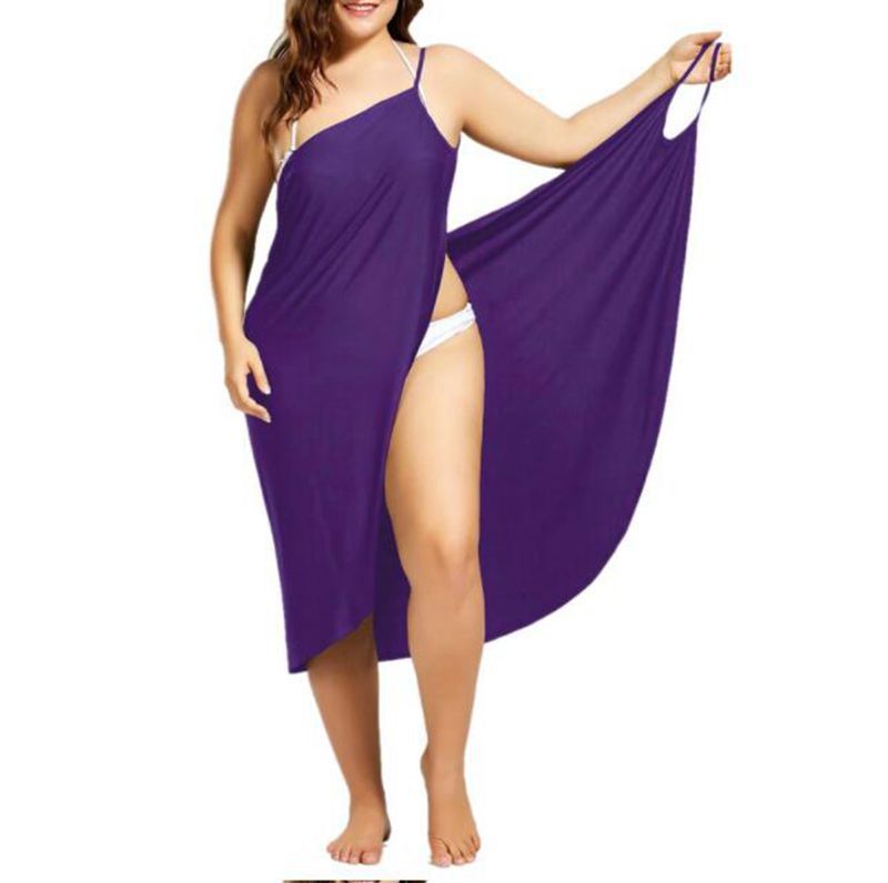 Damen nan vielseitiges Strand-Pareo-Wickelkleid mit Spaghettiträgern und asymmetrischem Saum R&B