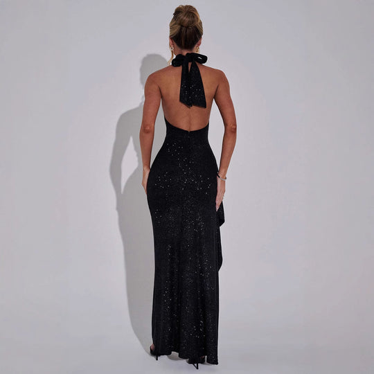 Damen Schickes Abendkleid im figurbetonten Schnitt mit hohem Schlitz und glamourösen Details R&B