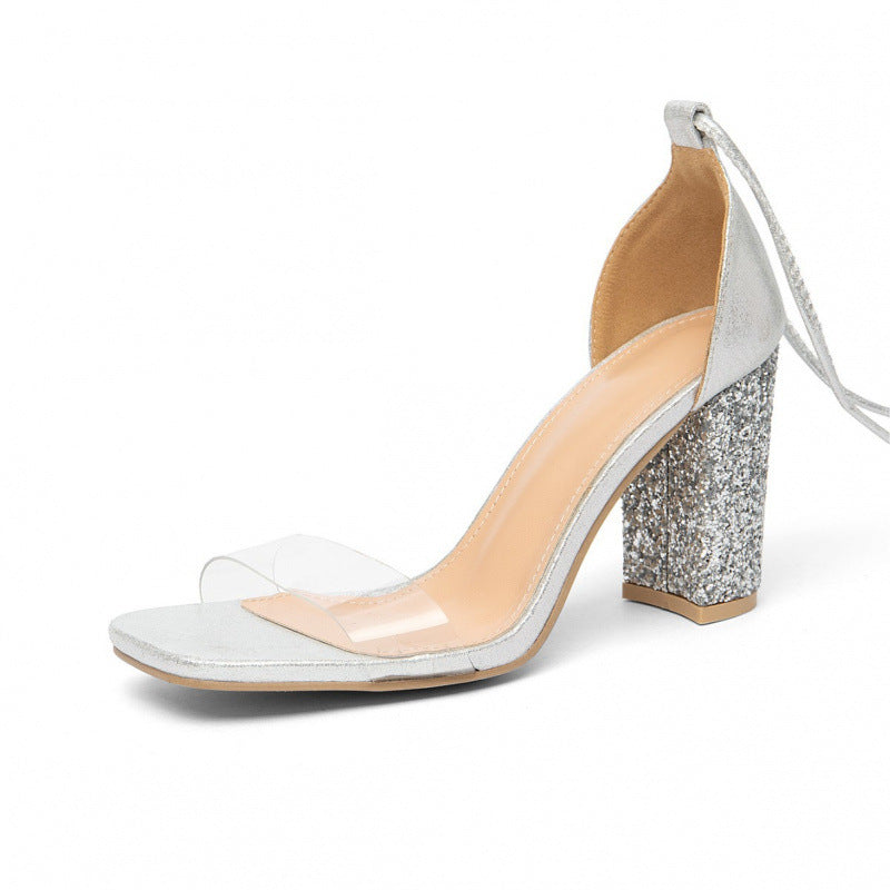 Damen Glitzernde Hochzeits Sandalen R&B