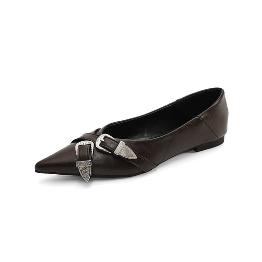 Damen elegante spitze Ballerinas mit modischem Riemen R&B
