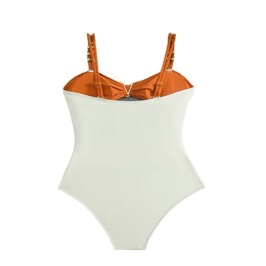 Damen Einteiler Badeanzug mit elegantem Cut-Out und modischen Trägerschlaufen R&B