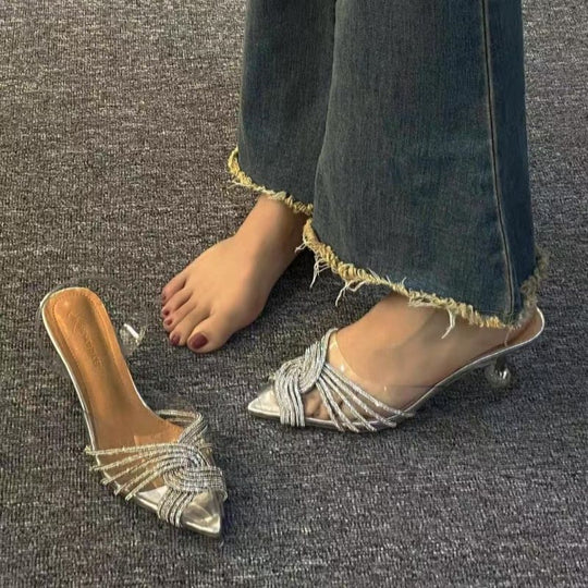 Damen spitze Slingback Pumps mit funkelnden Strassverzierungen R&B