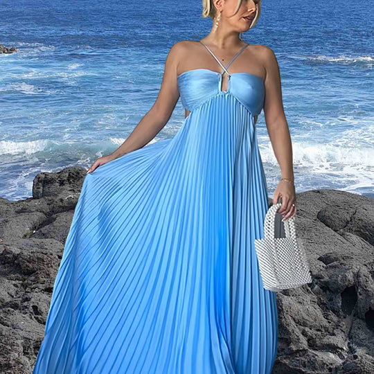 Damen Elegantes Maxi-Kleid mit plissierten Details und schickem Cut-Out R&B
