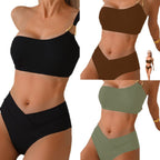 Damen Bikini-Set mit verstellbarem Oberteil und hohem Bund R&B
