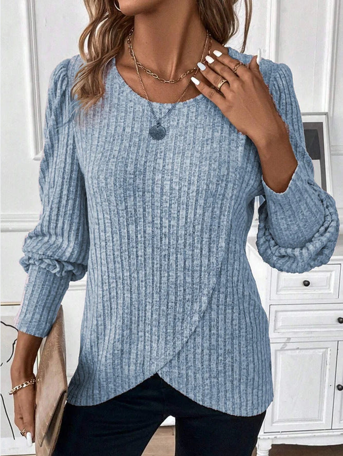 Damen Strickpullover mit raffiniertem Wickeldesign R&B