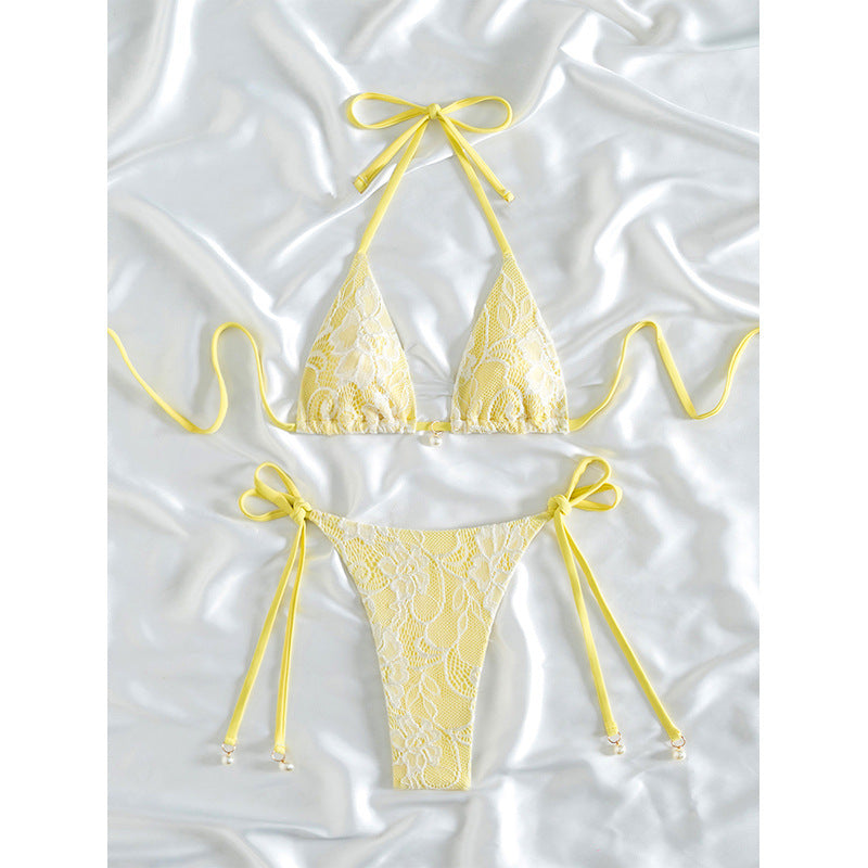Damen Elegantes Spitzen-Bikini-Set mit verstellbaren Trägern R&B