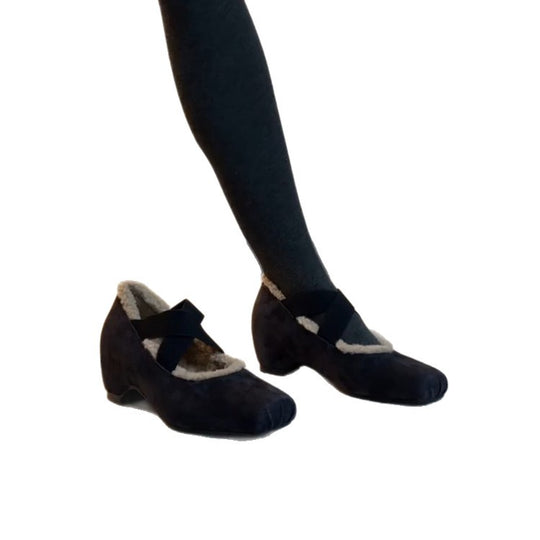 Damen Ballerina-Schuhe mit kuscheligem Innenfutter und elegantem Riemendesign R&B