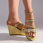 Damen Wedge-Sandalen mit funkelnden Akzenten und elegantem Krokodil-Design R&B