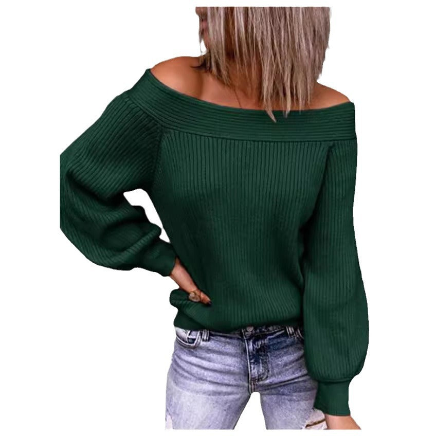 Damen Off-Shoulder Pullover mit voluminösen Ärmeln R&B