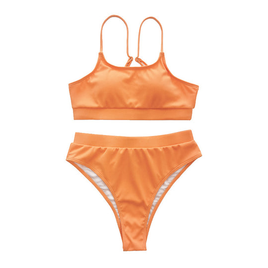Damen High-Waist-Bikini-Set mit geripptem Oberteil R&B