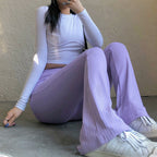 Damen Elegante Schlaghose aus weich strukturiertem Stoff R&B