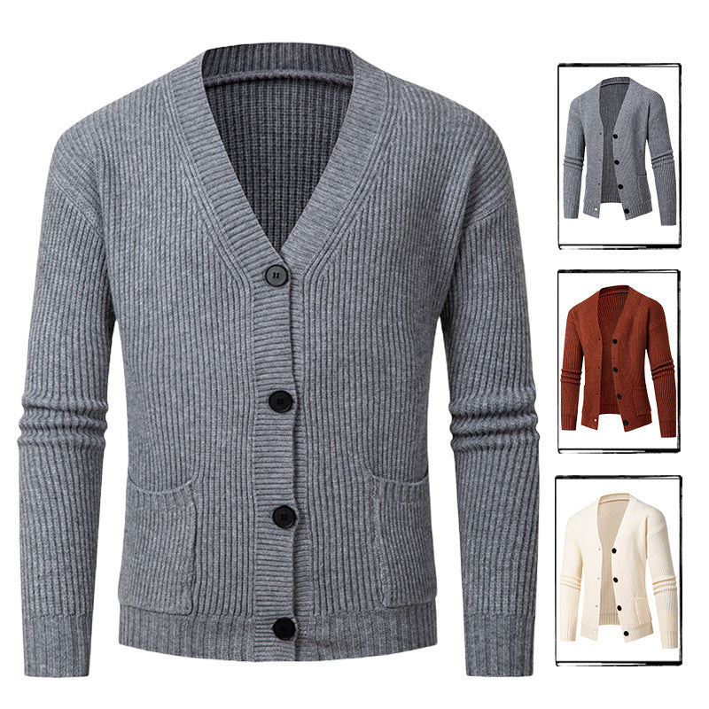 Damen gestreifte Strickjacke mit modischem Schnitt und praktischen Taschen R&B