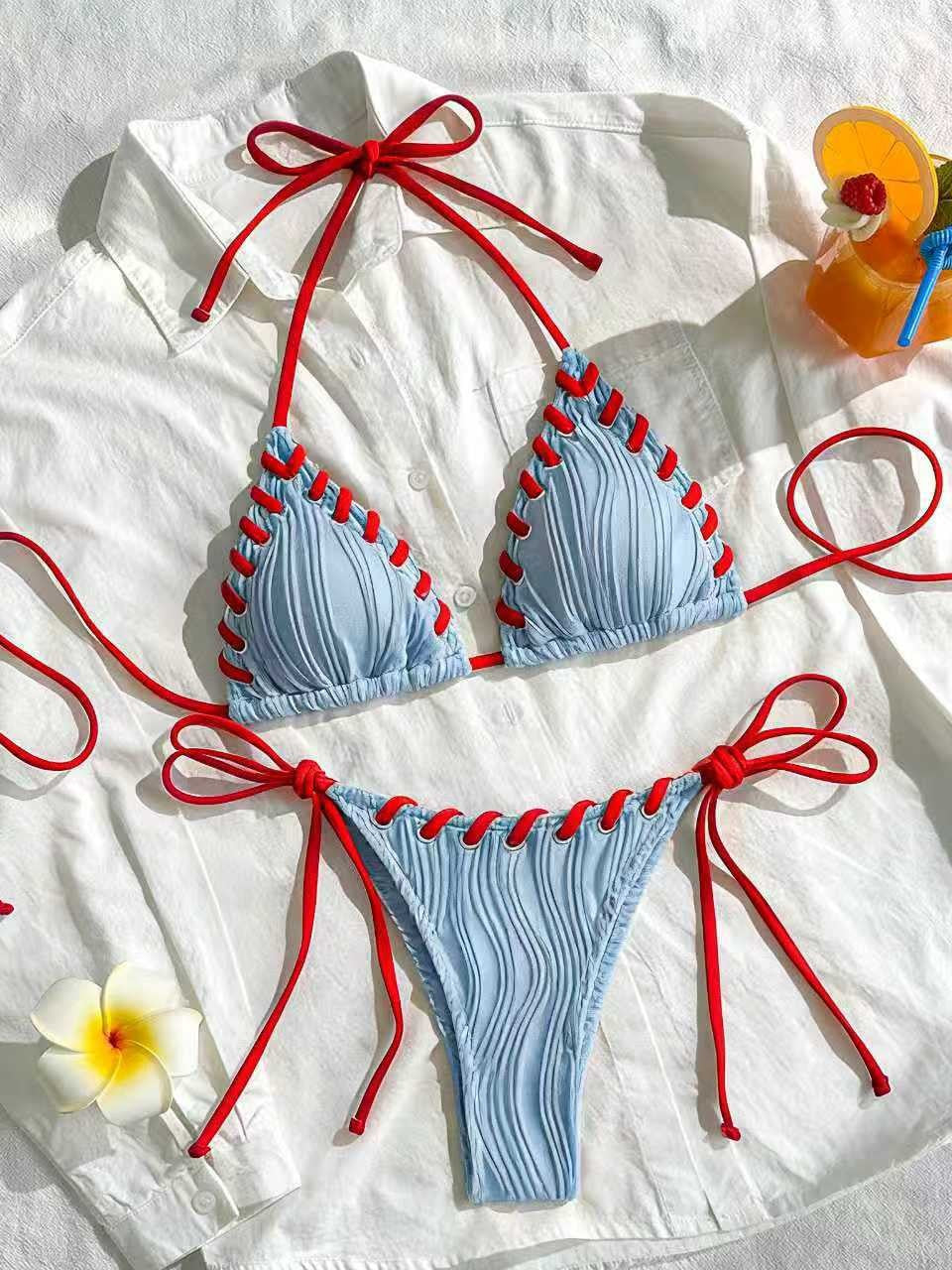 Damen Bikini-Set mit elegantem Rüschendesign und verstellbaren Trägern R&B
