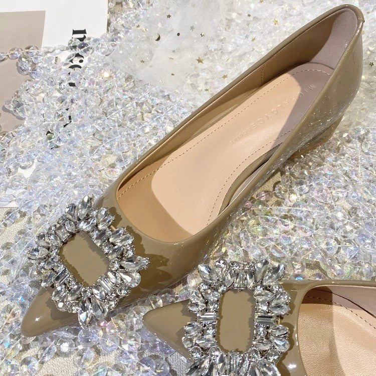 Damen elegante spitze Pumps mit funkelndem Schmuckdetail R&B