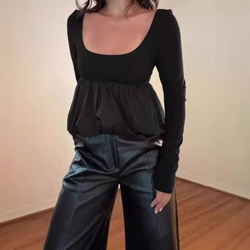 Damen Elegante Bluse mit Plissee-Design und weitem Saum R&B