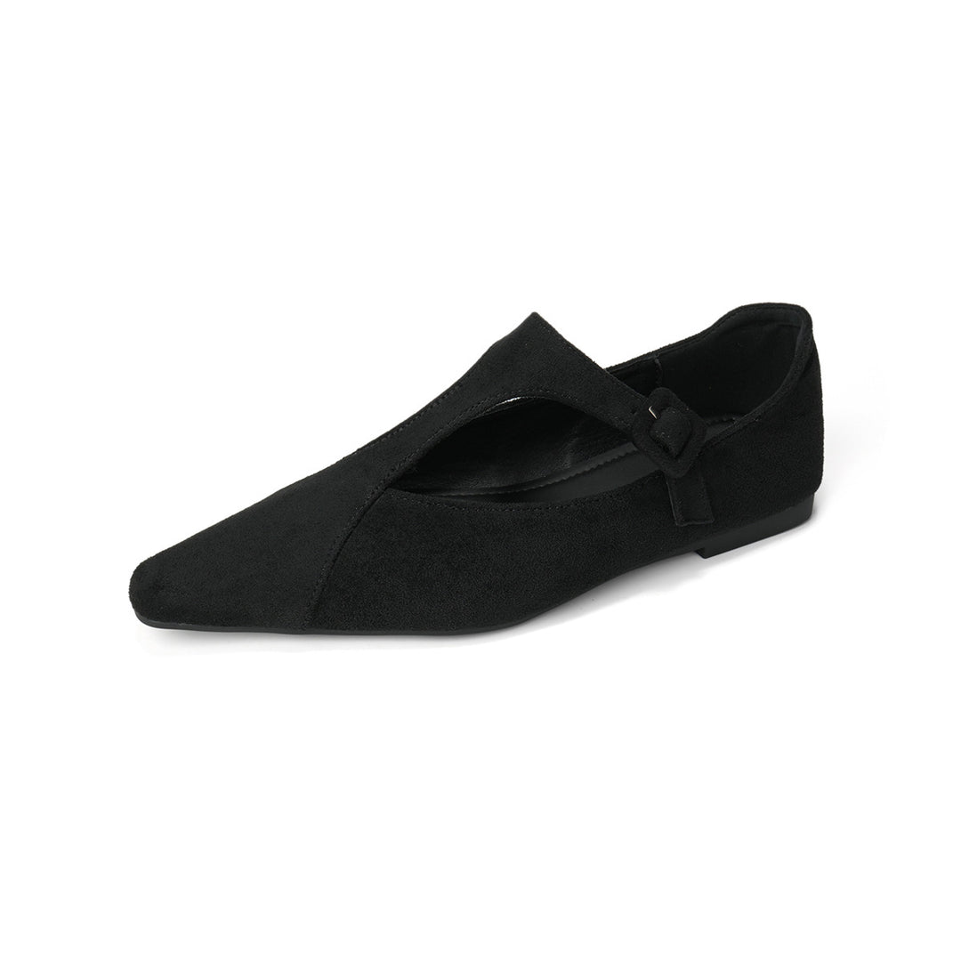 Damen spitze Ballerinas mit modischem Riemenverschluss R&B