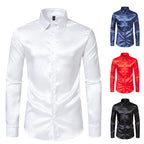 Herren Elegantes Satin-Hemd mit modernem Kragen und feiner Textur R&B