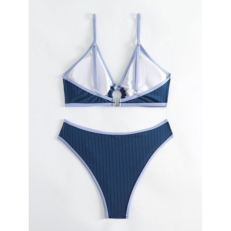 Damen Bikini-Set mit modischem Rippengemuster und verstellbaren Trägern R&B