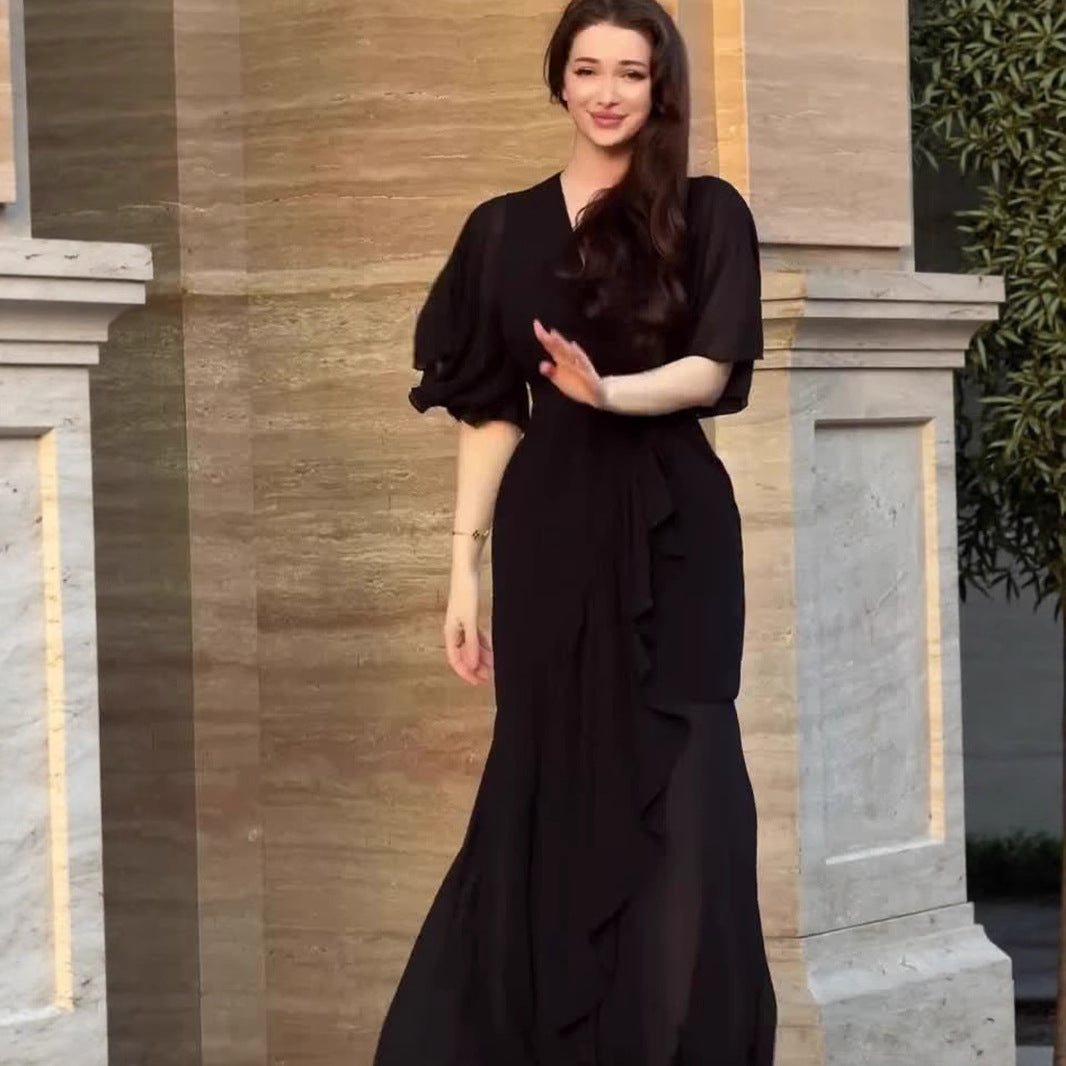 Damen Elegantes Maxikleid mit fließendem Schnitt und raffinierten ärmellosen Akzenten R&B