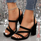 Damen Peep-Toe Riemchen-Heels mit Blockabsatz