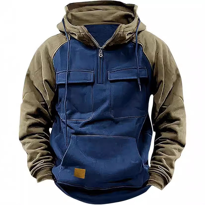 Herren Sportlicher Baumwoll-Hoodie mit Kapuze und praktischen Taschen R&B